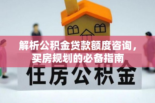 新抚解析公积金贷款额度咨询，买房规划的必备指南